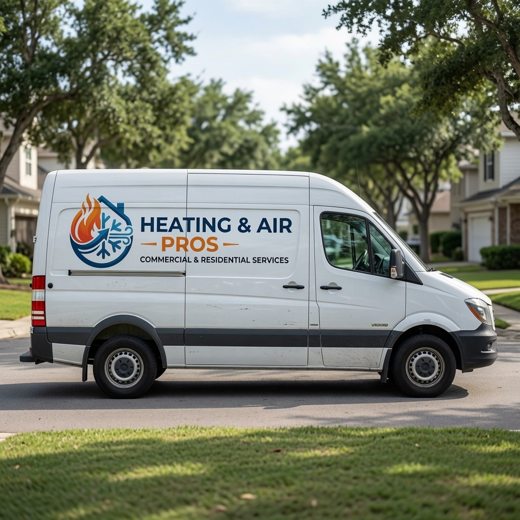 Local heating and air service van serving Littleton